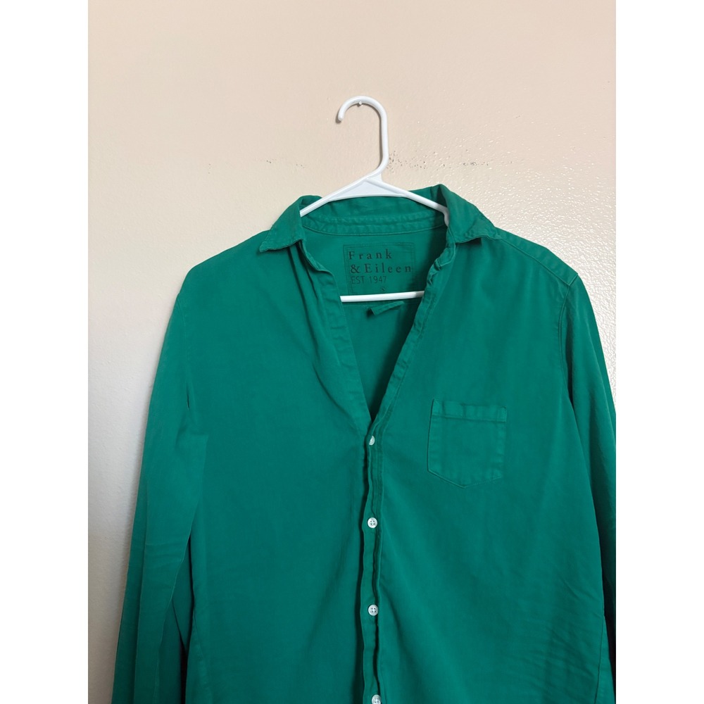 Frank & Eileen Eileen Green Cotton Button Up Shirt Small Made in USA Women's